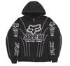 SUPREME Závodní Cyklistické a Terénní Mikiny s Kapucí na Zip s Potiskem Dlouhých Rukávů Černé
