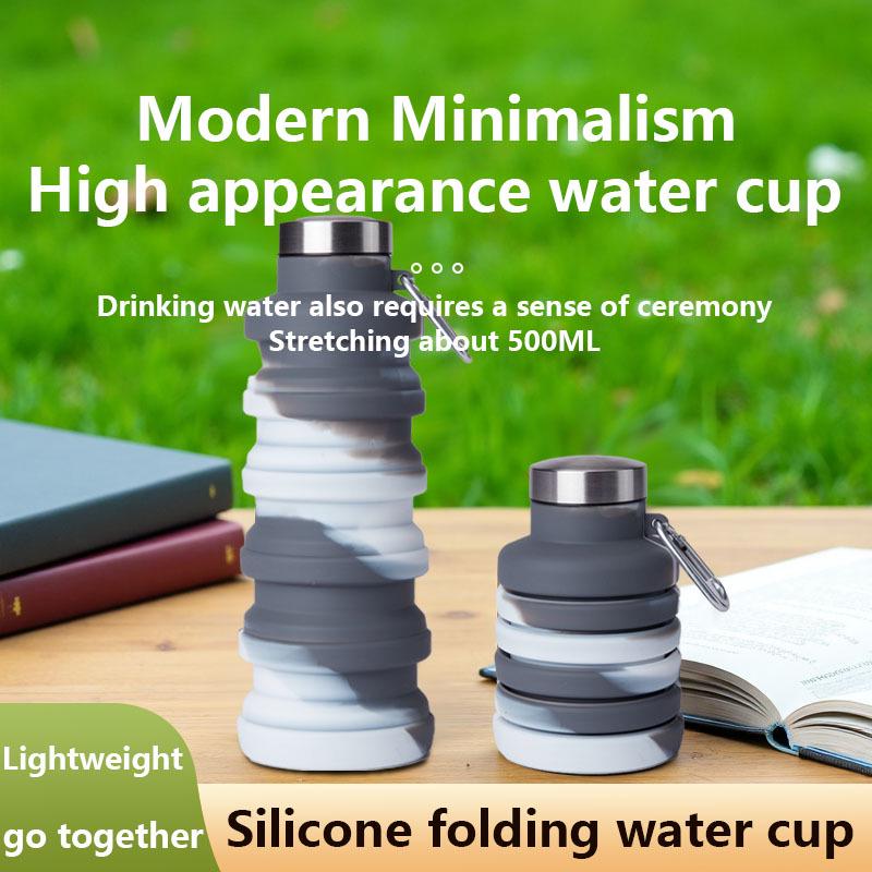 Silicone Folding Water Cup 500ml - Large Capacity Sports Outdoor Kettle