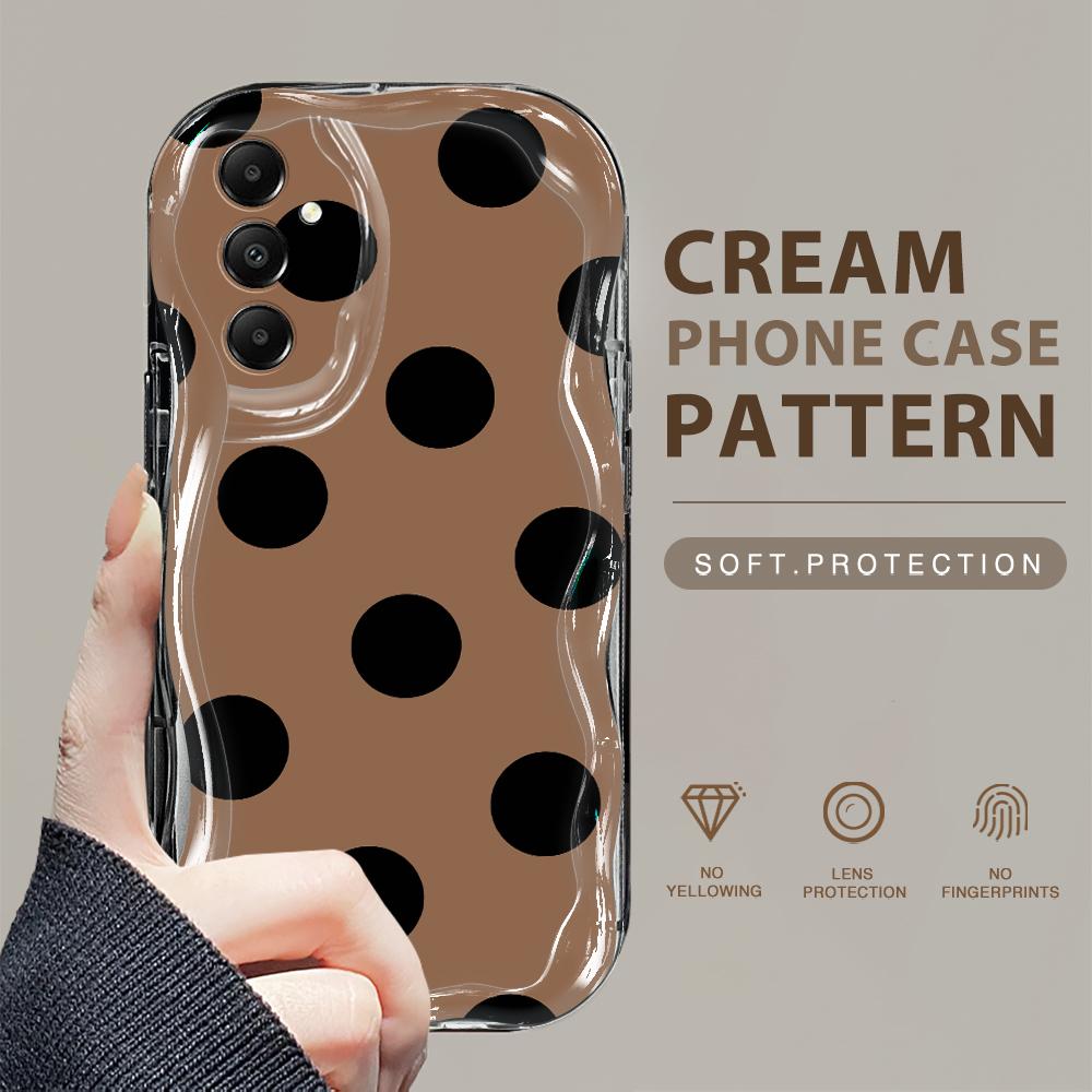 

Милый мультяшный узор, кремовая текстура, мягкий силиконовый чехол с волнистыми краями, чехол для телефона Samsung Samsung A16 5G чёрный