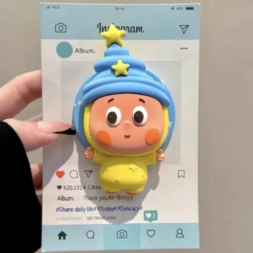 3D Silicone Cartoon Crying Star Mobile Phone Stand & Retractable Airbag Holder