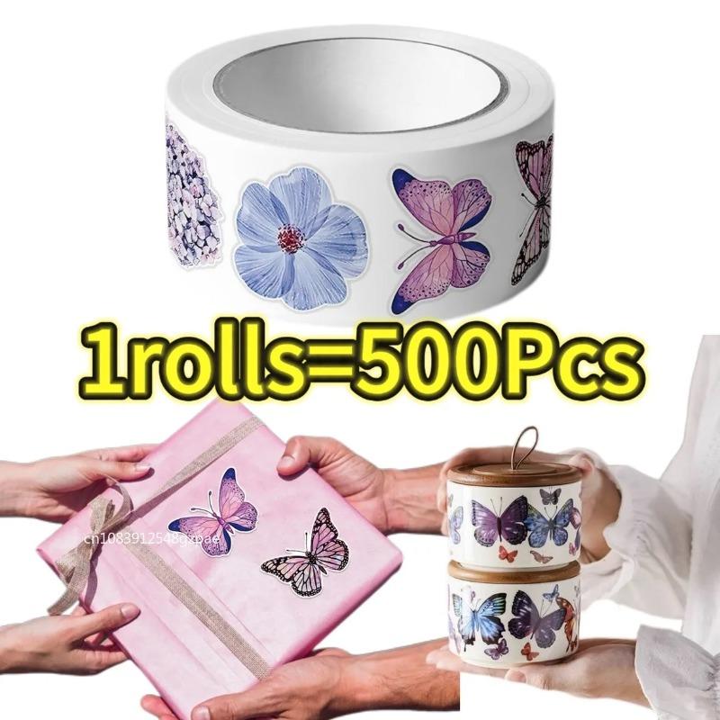 

500-2500pcs Butterfly Flower Sticker 8 Design Colorful Butterfly Decals Cute Stickers Party Decoration Scrapbook Stationery