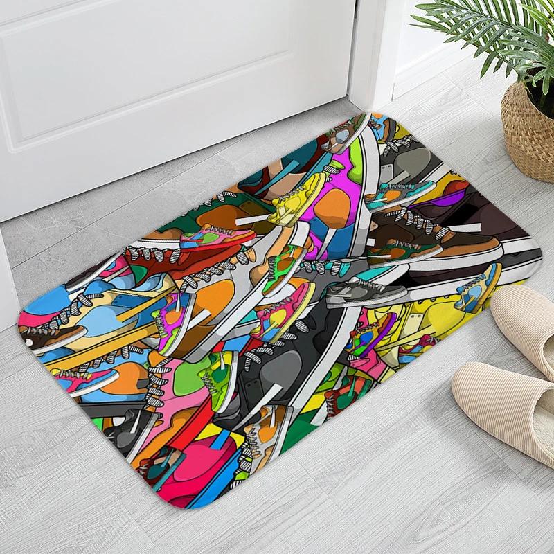 Trendy Shoes Doormat Entrance Door Hallway Veranda Floor Mat Anti Slip Home Decorations Bathmat Living Room Rug Bedroom Carpet