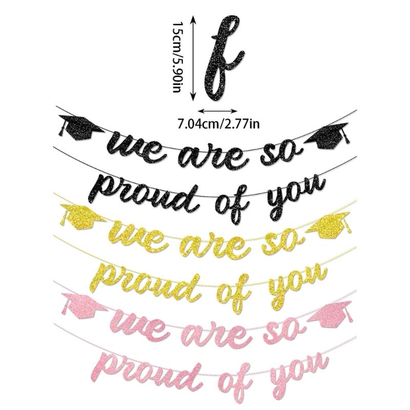 Graduation Decoration Banners With Glittering Finish Multipurpose Hanging Streamers 3 Color Option