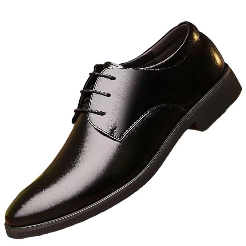 Large Size Lace-up Casual Business Dress Leather Shoes Men's Shoes Wedding Shoes Versatile Single Shoes Work Shoes Men's Leather Shoes