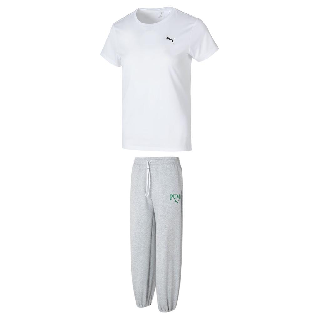 

Puma Slimming Round Neck Breathable Short Sleeve Tie Waist Casual Suit Women suits 528393-02+682928-04 2XL