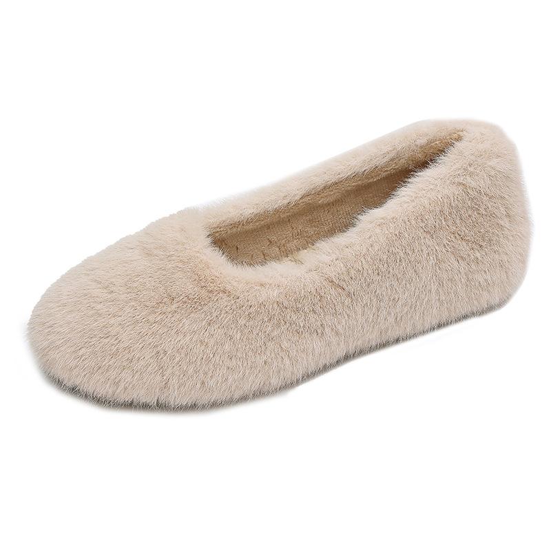 2025 Autumn New Mao Mao Shoes Women's Outer Wear Commuting Height Increase Versatile Thermal Cotton Shoes Lazy Doudou Shoes Single Shoes