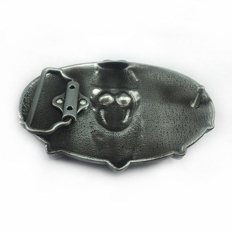 Western Cowboy Skull Black Large Zinc Alloy Retro Oval Belt Buckle