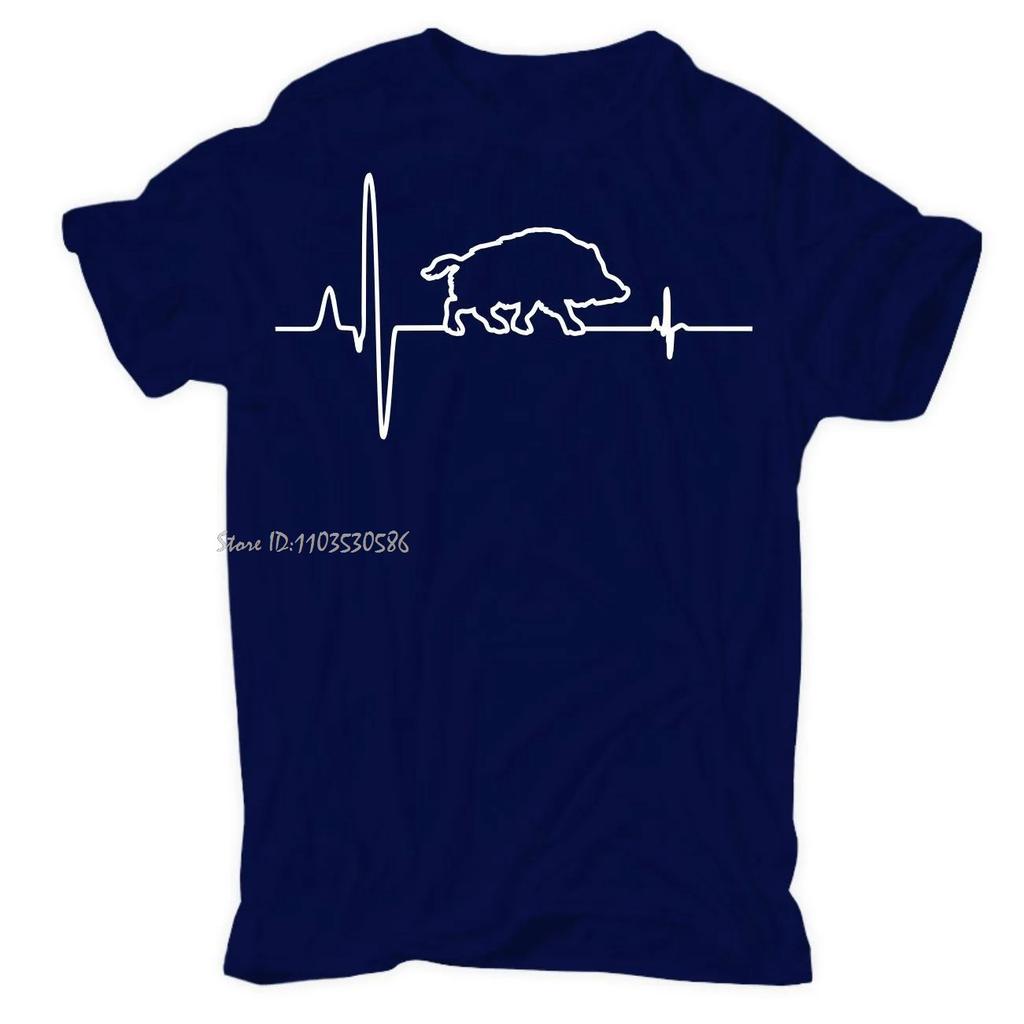 Funny Wild Boar Heartbeat Happy Huntings Design Cotton Tshirt New Oversized T-shirt O-Neck Casual Oversized T-shirtunisexClothing