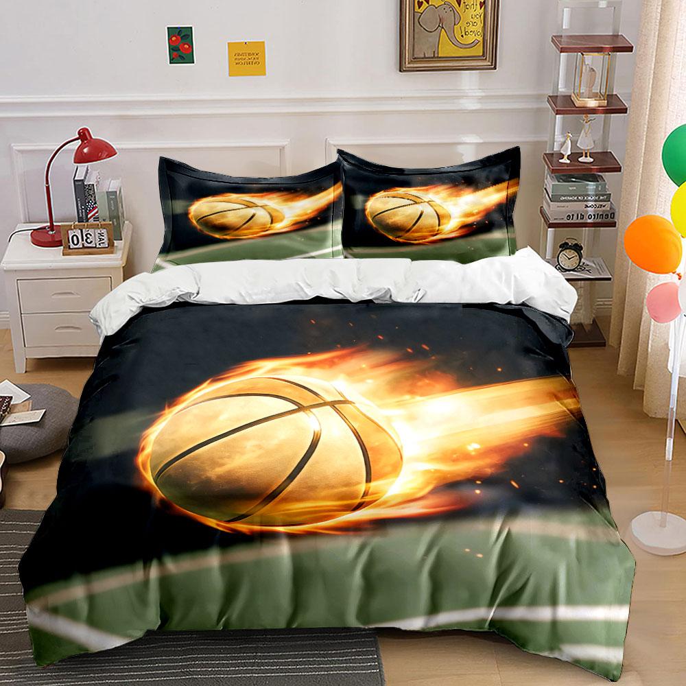 Basketball Art Decor Set Soft Comfortable Duvet Cover Bedding Set Included 1*Duvet Cover & 2*Pillowcases, Gift