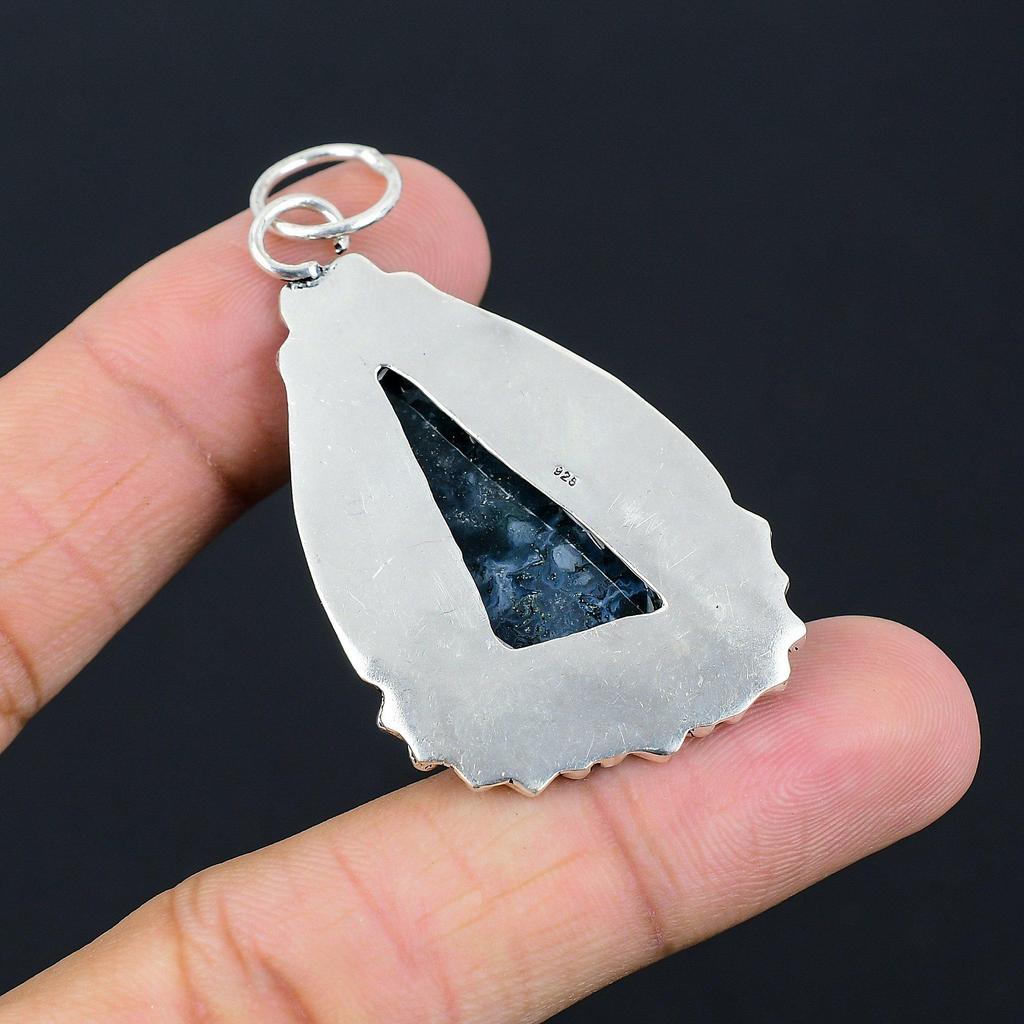 Daughters Day Deal Natural Solar Moss Agate Wife Pendant Jewelry Sterling Silver