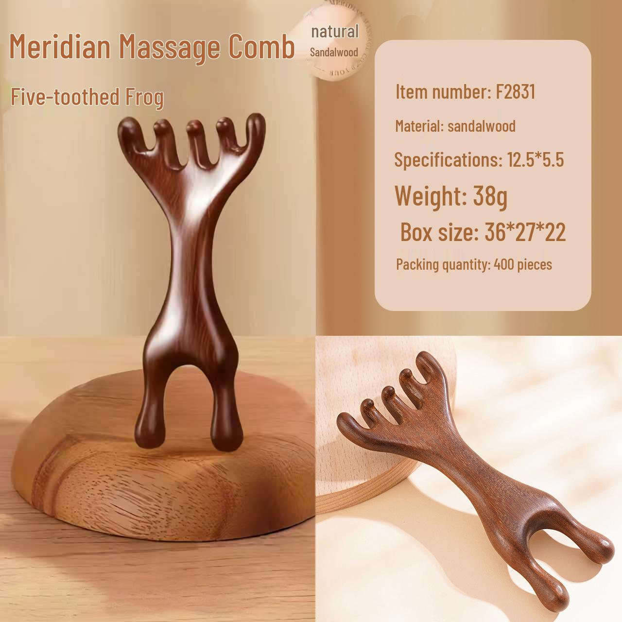 Six-Claw Deer Antler & Sandalwood Meridian Massage Comb