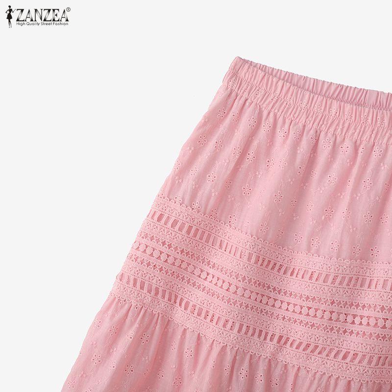 ZANZEA Women Summer Fashion Lace Crochet Patchwork Casual Long Skirts