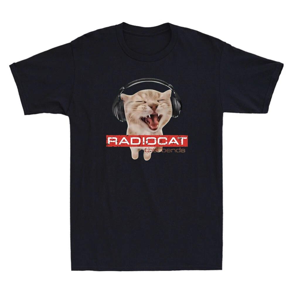 Radiocat The Bends Funny Music Cat Graphic Novelty Men s Short Sleeve T-Shirt 3XL