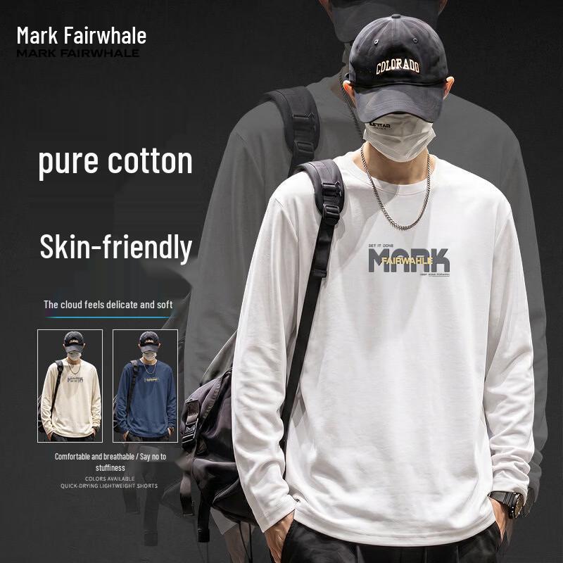 Mark Fairwhale Men's Pure Cotton Long Sleeve Crew Neck T-Shirt