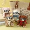 Creative Cartoon Bear Plush Keychain with Glasses and Scarf - Cute Backpack Decoration Pendant