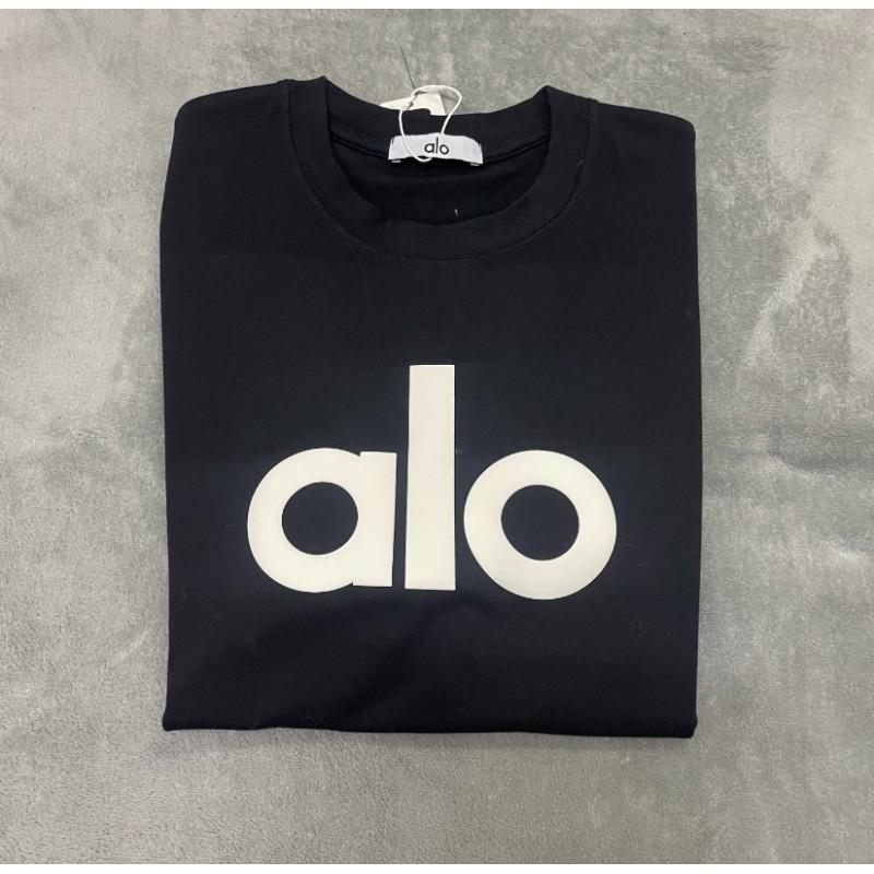 ALO Baumwolle Lockere Passform Unisex Rundhals T-Shirt Streetwear Lässiges Oberteil