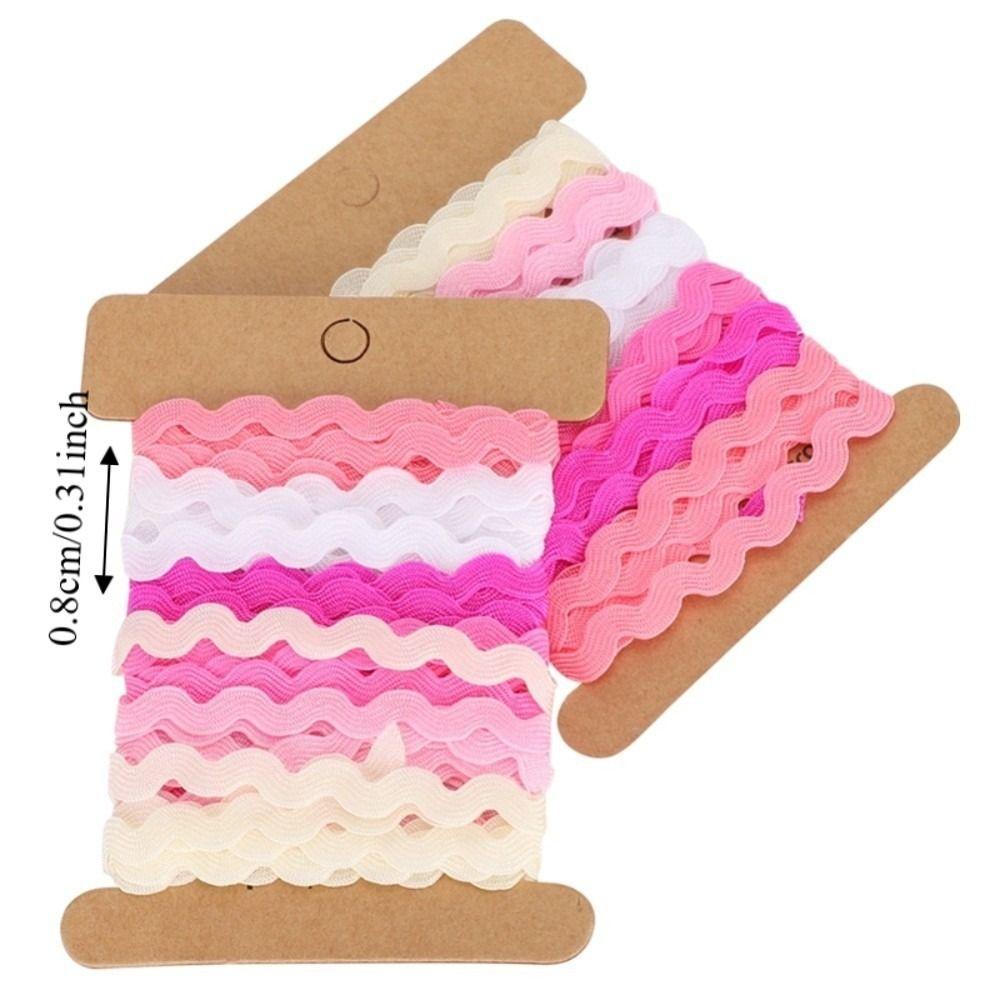 2pcs 8mm Width Wavy Lace Trim Color Ribbon Curved Belt Webbing Hand Made Rick Rack Trim For Sewing