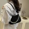 Bow Embroidery Women's Phone Shoulder Bags Thread Design Casual Ladies Underarm Bag Portable Pearl Chain Handbags Purse