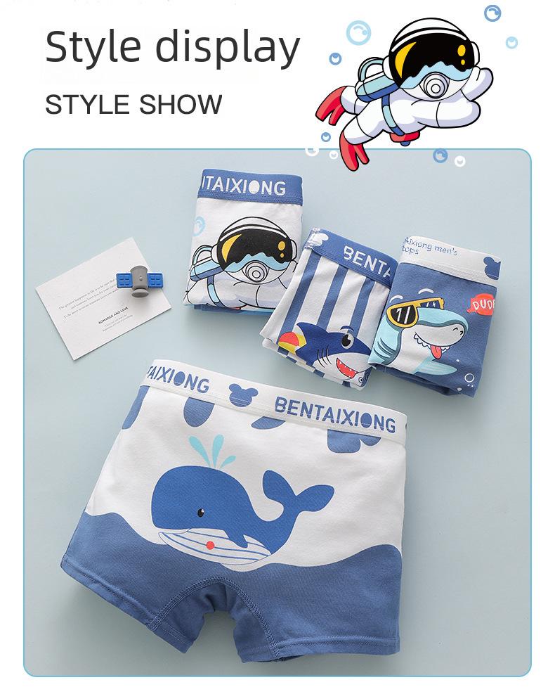Boys' Combed Cotton Boxer Briefs - Kids' Underwear Shorts