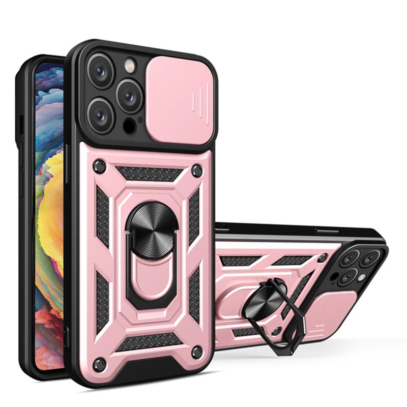 Shockproof Armor Case for iPhone 14 Pro Max Plus Windows Slide Camera Lens Protection Ring Stand Phone Cover for iPhone 14pro 14promax 14plus Cases