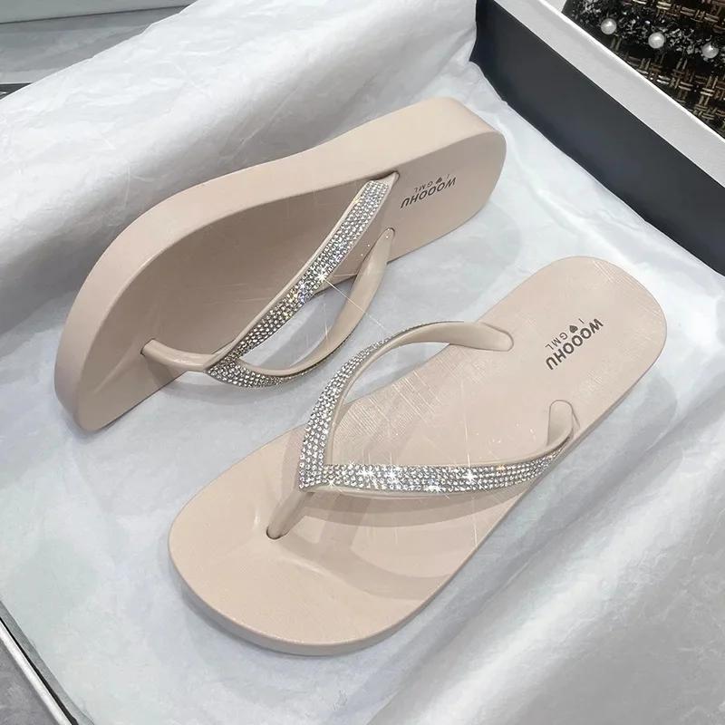 

Женские летние модные сандалии из ПВХ, шлепанцы на танкетке, нескользящие, износостойкие, пляжные тапочки, повседневная обувь с ромбовидной пряжкой 40 абрикосовый