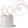 60 Sparkly Rhinestone Decoration Cake Topper - Premium Silver Metal - 60th Birthday or Anniversary Party Makes a Great Centerpie