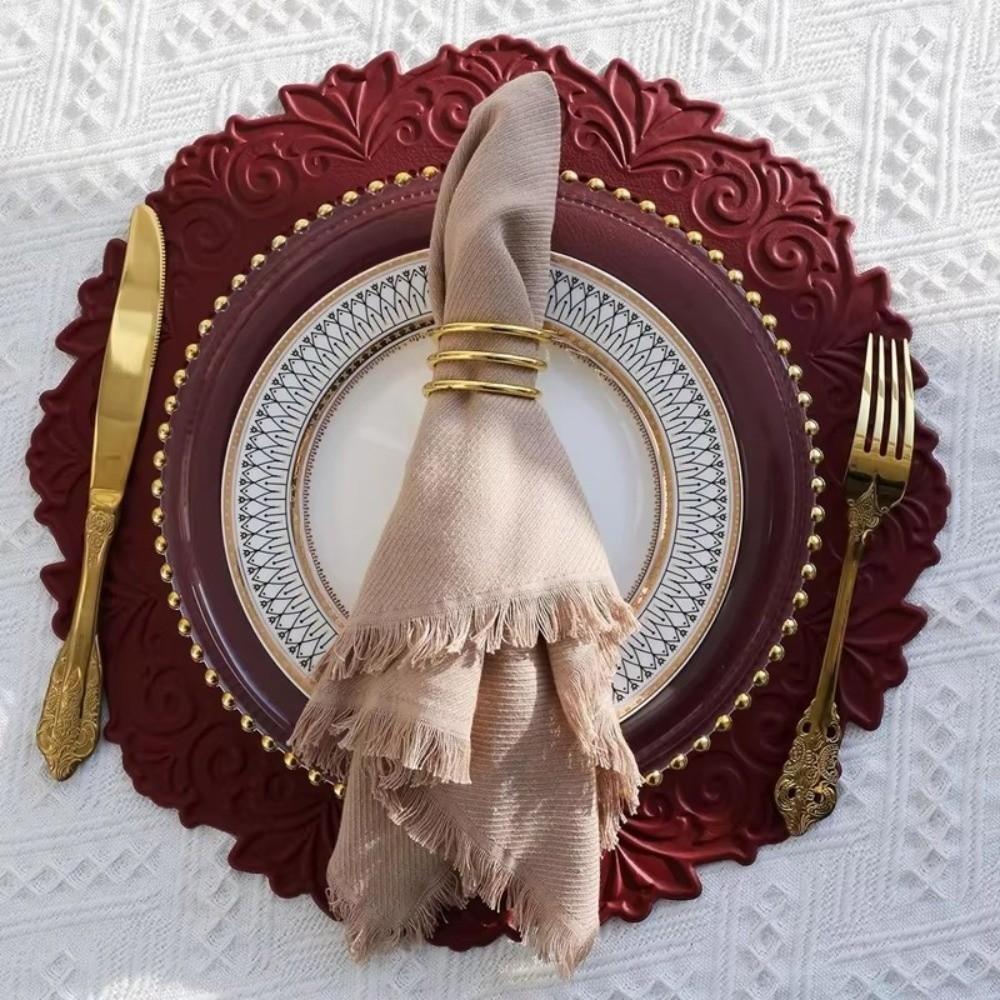 Anti-Slip Table Placemats Round Shape Faux Leather Placemats Embossed Placemats Dining Table