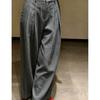 Women High Waist Wide Leg Pants Solid Gray Business Casual Trousers Straight Loose Office Daily Pants