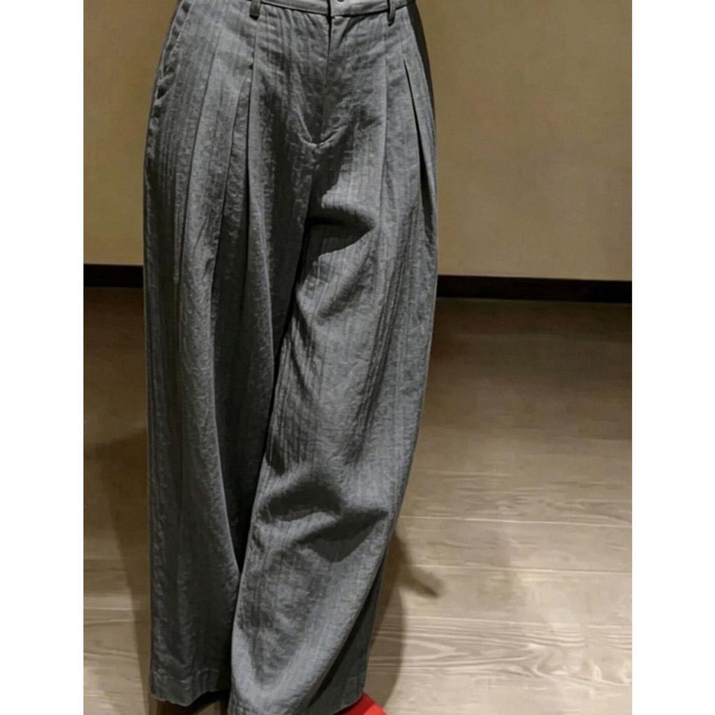 Women High Waist Wide Leg Pants Solid Gray Business Casual Trousers Straight Loose Office Daily Pants