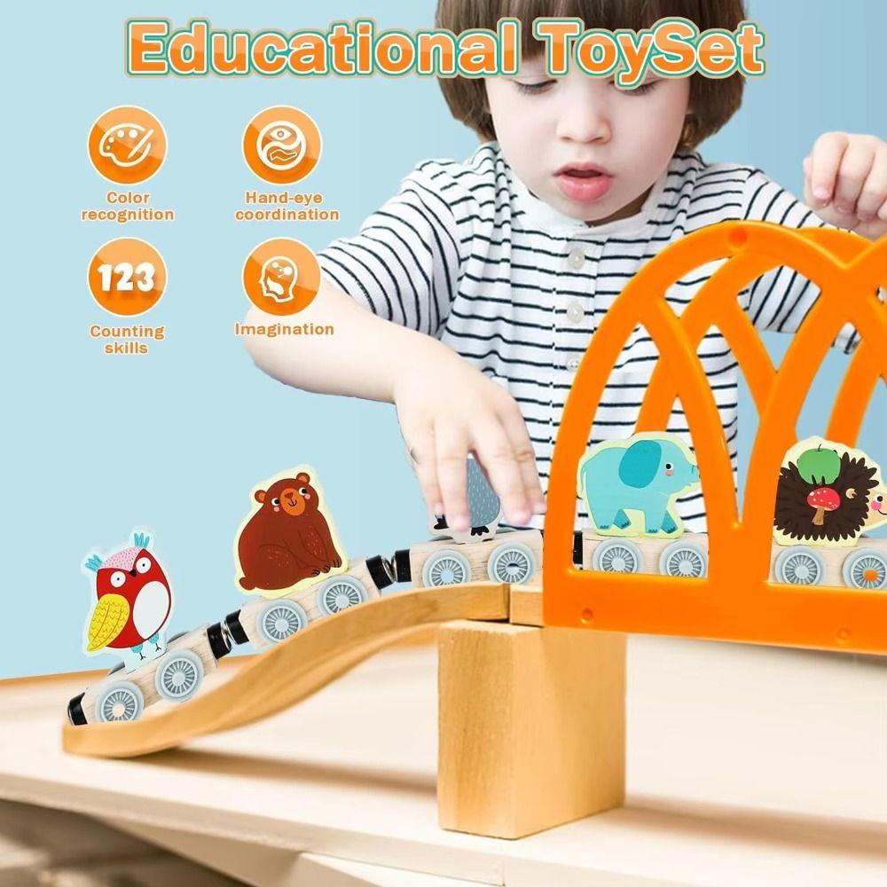 Educational Train Wooden Toy Transportation Wooden Magnetic Train Magnetic Train Toys  Kids Toy