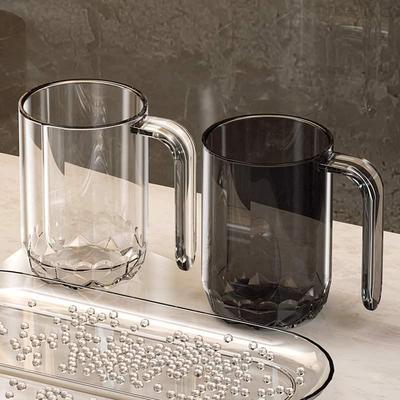 Hitzebeständiger PET-Mundspülbecher mit Griff - Originelles schlichtes Design, Transparent, Fleckenbeständig, Zahnbürstenbecher in Lebensmittelqualität