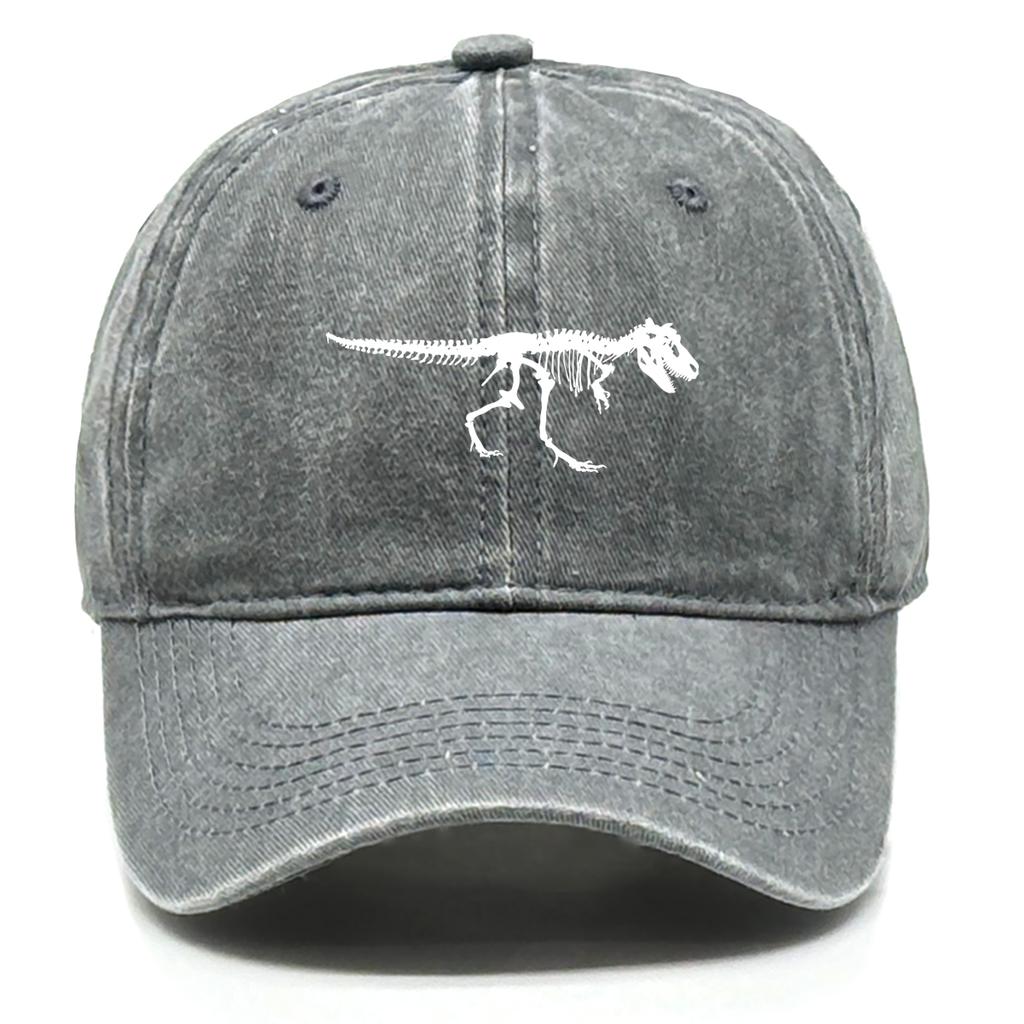 Skeleton Dinosaur Print Baseball Cap Adjustable Snapback Sun Cap Animal Sports Hat Retro Protective Hat For Unisex Women