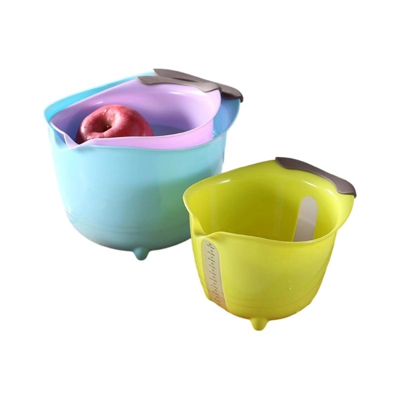

3 Piece Plastic Drain Strainer Basket Stackable Colander for Space Saving Storage Ideal for Fruits Pastas Vegetables 1