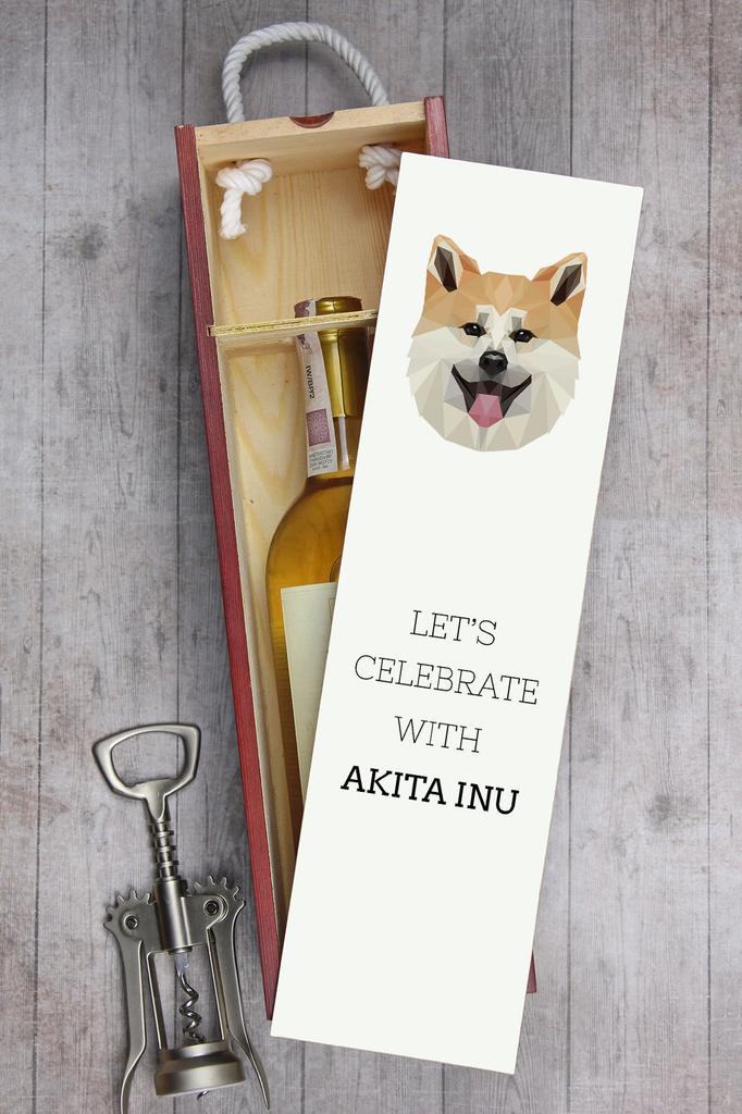 Akita, Akita Inu - Geometryczne Pudełko Ze Zdjęciem I Napisem Na Wino Marki Art-Dog