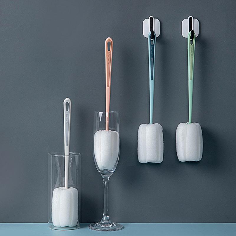 Cup Cleaning Brush Long Handle Bottle Cleaning Sponge Milk Bottle Wineglass Cups Cleaner Household Glass Coffee Mug Teapot Brush