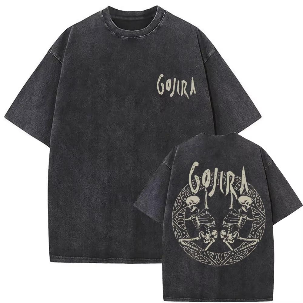 2026 Summer Fashion Trendy Tee Washed Vintage Metal Band Gojira T-shirt From Mars To Sirius Flying Whales Snake Graphic T-shirts