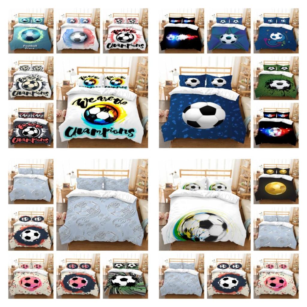 Juego De Edredón Fútbol Para Niños – 135x200 Cm, Con Funda Y Una Funda De Almohada, Césped Verde