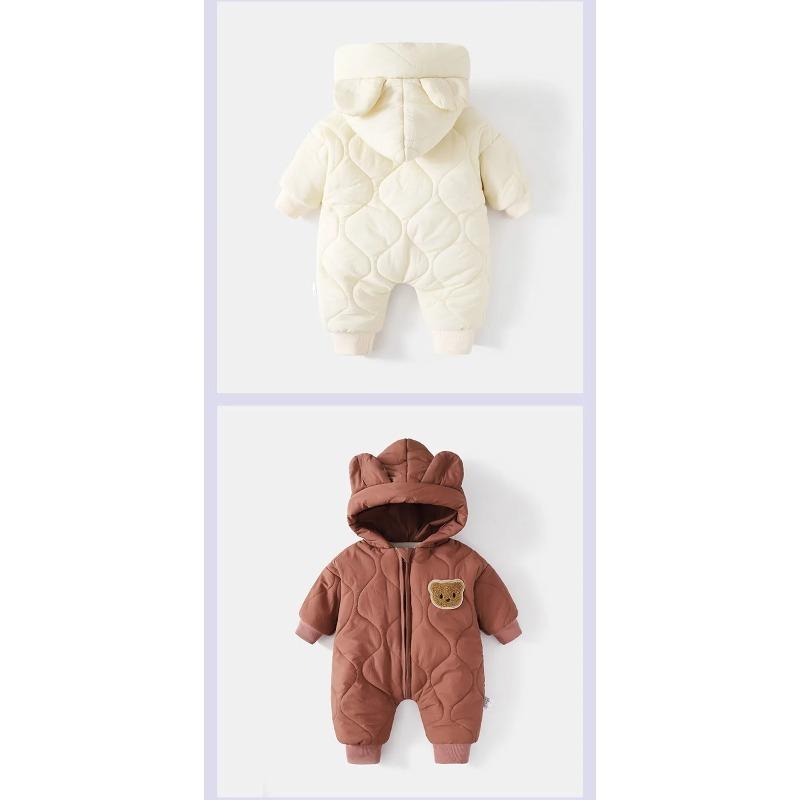 Winter Baby Outwear Clothing Fur Lining Warm Toddler Girl's Boy's Rompers Cartoon Bear Infant Jumpsuit