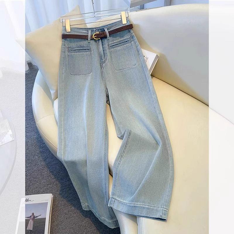 Women s Spring 2026 Light Blue High-Waisted Wide-Leg Slimming Jeans M Recommended: 95-108 lbs