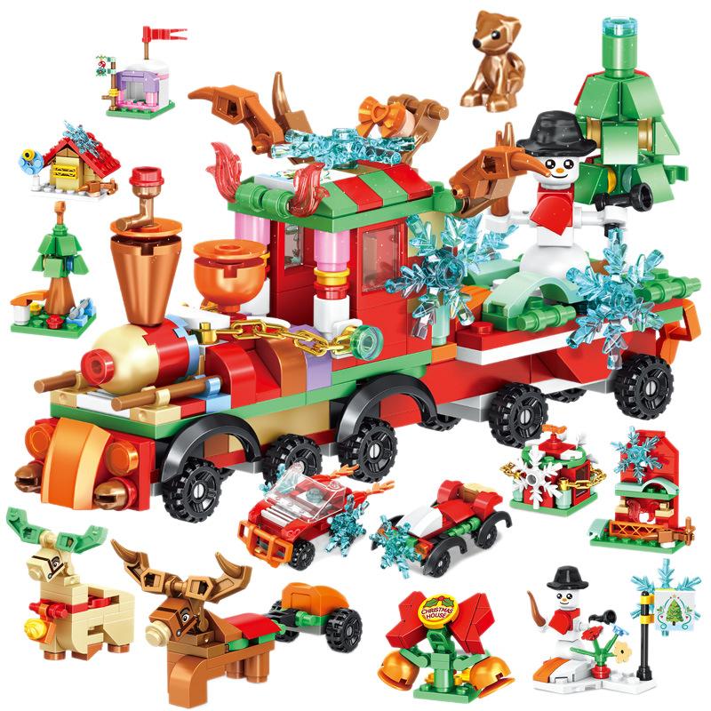 Non-Toxic Christmas Building Block Santa Claus Snowman Elk Tree Micro Brick Puzzle Assembly Model Home Decoration Party Gift Kid Toy
