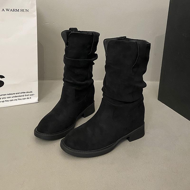 Pile boots women's medium boots children 2025 spring and autumn new Maillard western cowboy short boots Martin boots thin boots