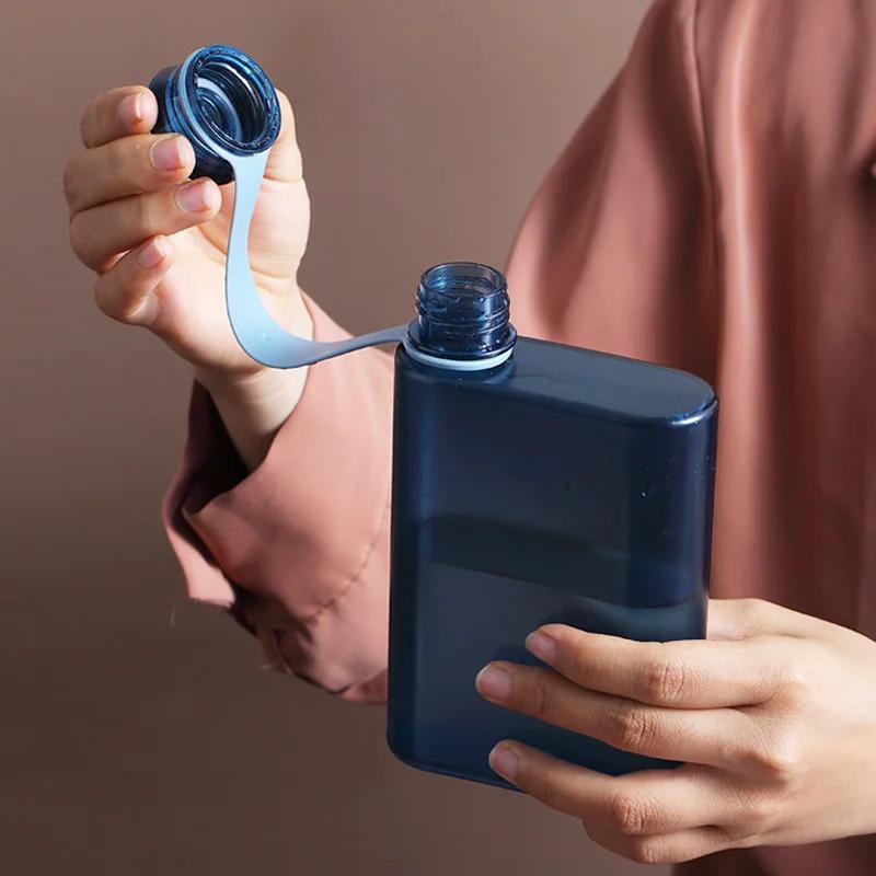 500ML Square Water Bottle Portable A5 Flat Style Water Cup With Handle Outdoor Sports Drinks Kettle Notebook Bottle Drinkware for Daily Use