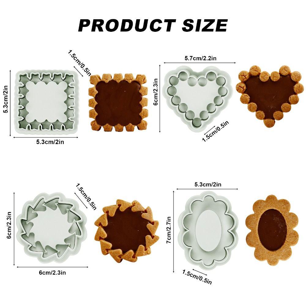 4 Piece Spring-loaded Die Design Biscuit Mold Three-dimensional Fondant Mold Fondant Stamp  Kids