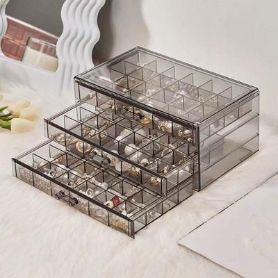 Staubdichte Schmuckaufbewahrungsbox Große Kapazität Schubladenstil 72 Fächer Schmuckschatulle Separater Schmuckorganisator Boutique