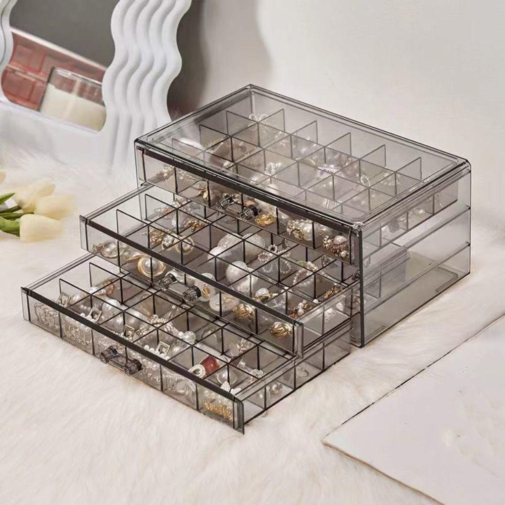 Large Capacity 72 Grids Jewelry Box Dustproof Jewelry Organizer  Dressing Table