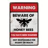 Vintage Bees & Honey Metal Tin Sign for Kitchen Farm Interior Decor