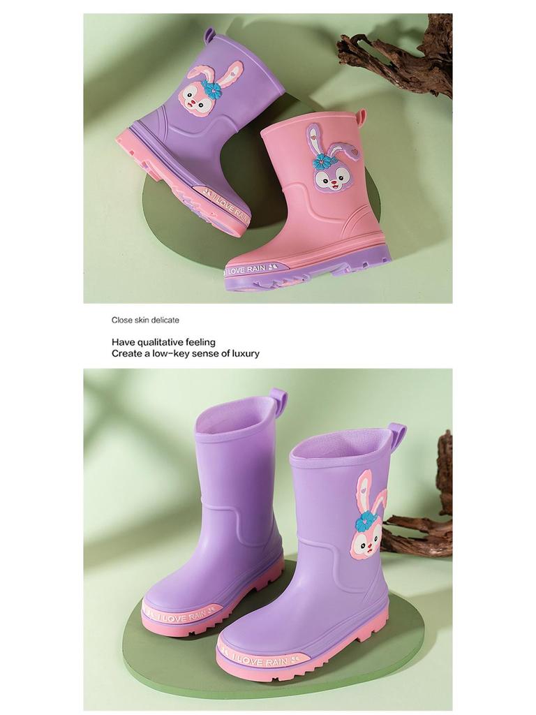 Children's Cartoon Mid-Calf Waterproof Rain Boots - Non-Slip, Thick, and Cute for Boys and Girls