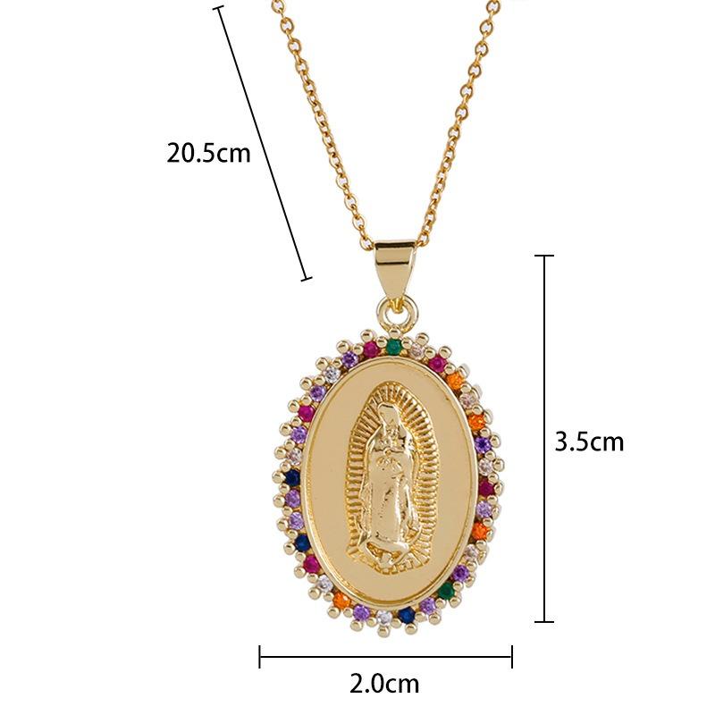 European and American Fashion Micro inlaid Color Zircon Pendant Women's Jewelry Virgin Mary Necklace