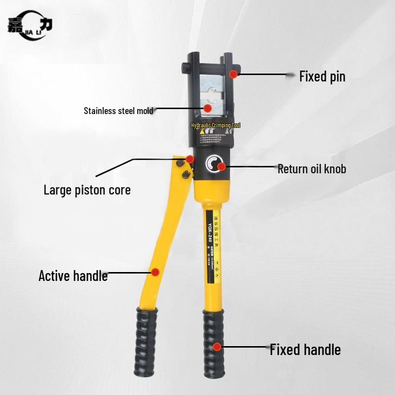 Manual Hydraulic Crimping Pliers for Copper/Aluminum Lugs, Cable Terminals, Model YQK70120240300, Portable Tool