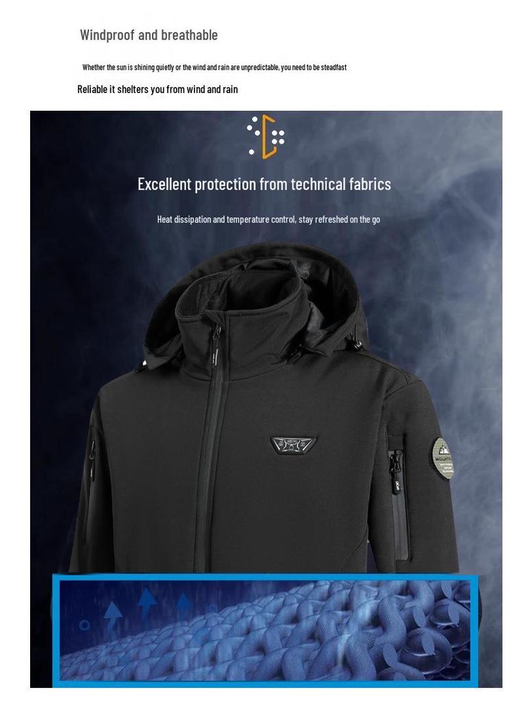 21st District Smart Beheizte Softshelljacke - USB Elektrische Fleecegefütterte Windjacke für Outdoor Radfahren & Angeln Wärme